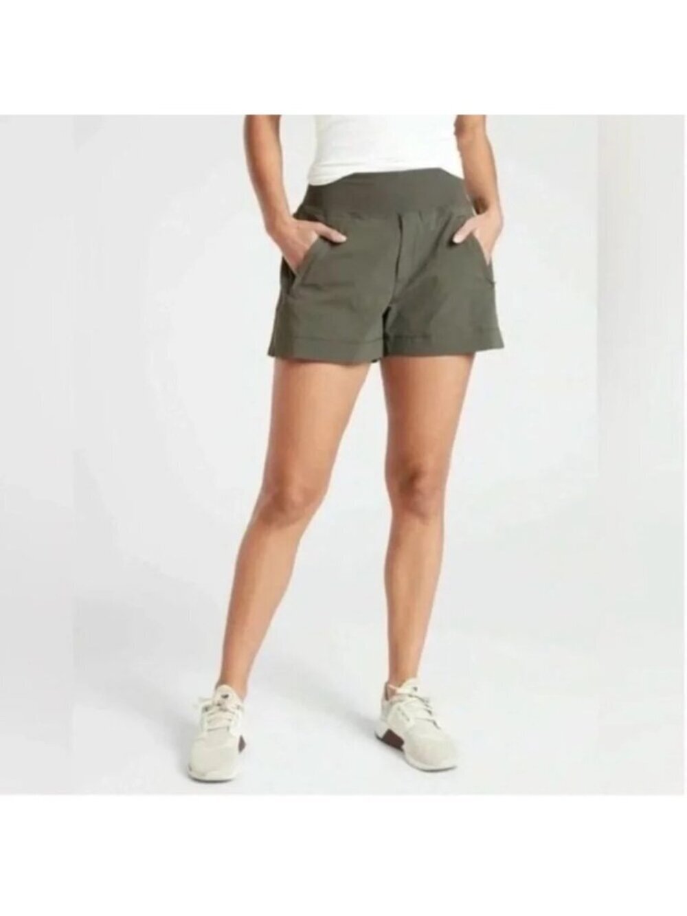 ATHLETA trekkie north shorts olive green plus 22 athletic athleisure 3" inseam